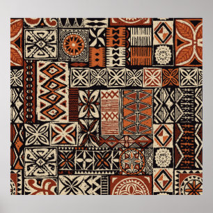 Hawaiian Tapa: Tribal Patchwork Poster
