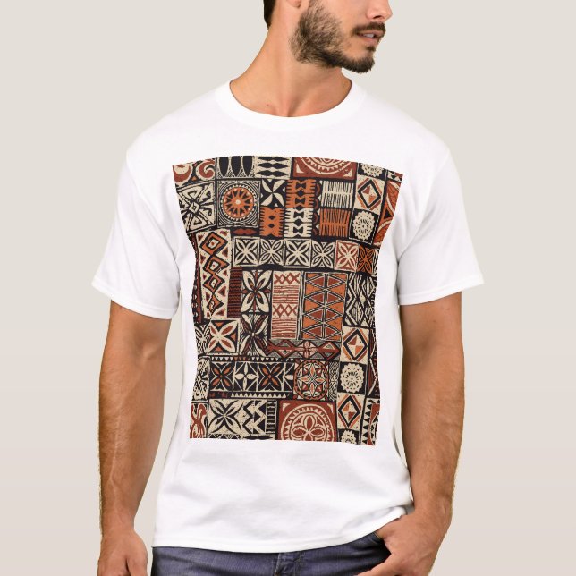 Hawaiian Tapa: Tribal Patchwork T-Shirt (Front)
