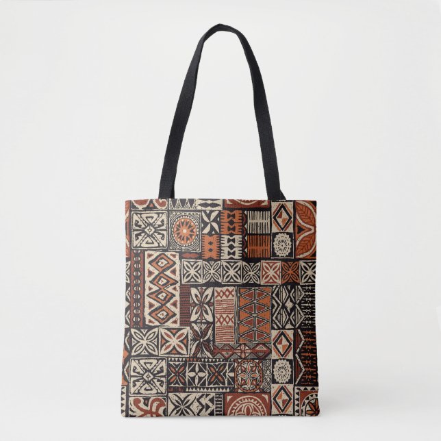 Hawaiian Tapa: Tribal Patchwork Tote Bag (Front)