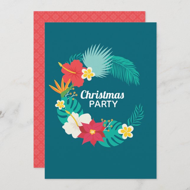  Hawaiian Theme Christmas Party Holiday Card (Front/Back)