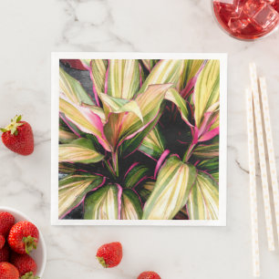 HAWAIIAN TI PLANT/MULTI-COLORED STRIPES NAPKIN