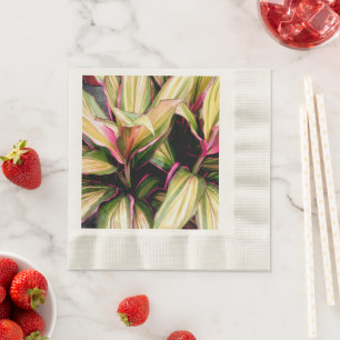 HAWAIIAN TI PLANT/MULTI-COLORED STRIPES NAPKIN