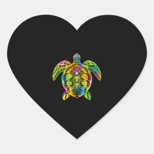 Hawaiian Tie Dye Sea Turtle, Hawaii for women men Heart Sticker