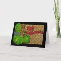 Hawaiian Tiki Lauhala Mele Kalikimaka Card