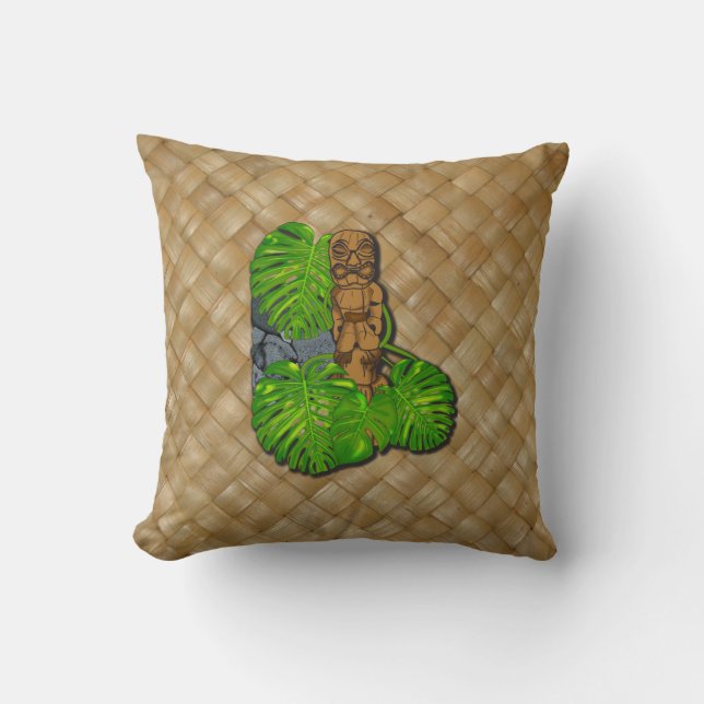 Hawaiian Tiki Lauhala Pillows (Front)