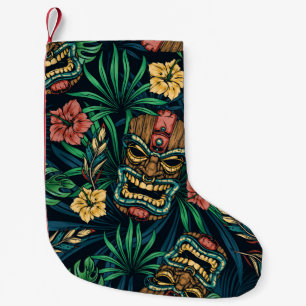 Hawaiian Tiki Mask Tropical Pattern Small Christmas Stocking