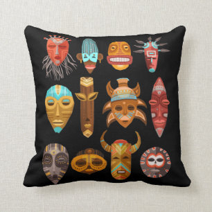Hawaiian Tiki Masks Totems Hawaii Cushion