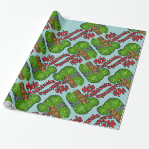 Hawaiian Tiki Mele Kalikimaka Wrapping Paper