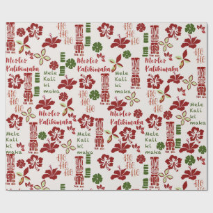 Hawaiian Tiki Mele Kalikimaka Wrapping Paper