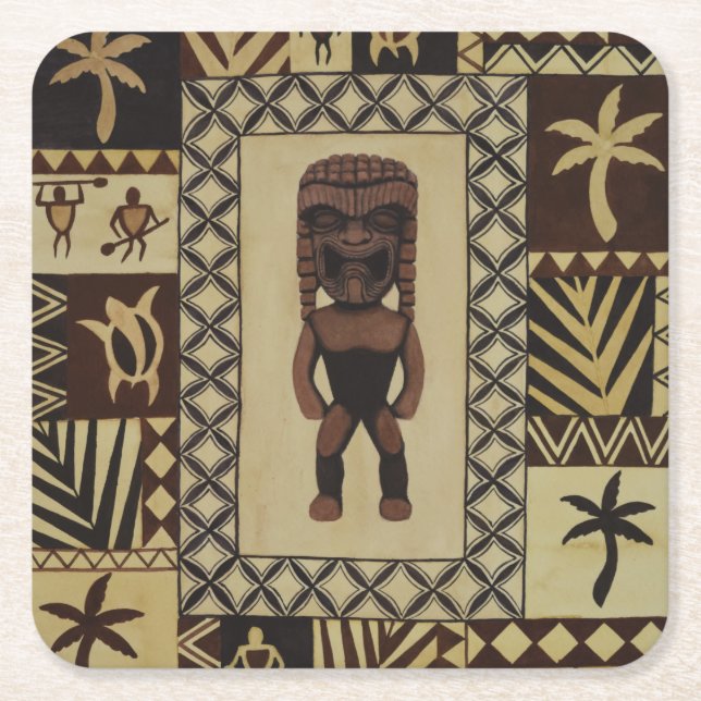 Hawaiian Tiki n Tapa Tiki bar coasters (Front)