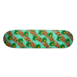 Hawaiian Tiki Repeat Pattern Skateboard