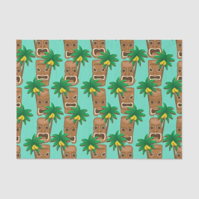 Hawaiian Tiki Repeat Pattern Tissue Paper (Front)