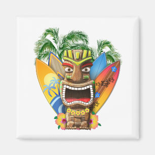 Hawaiian Tiki Surfing Magnet