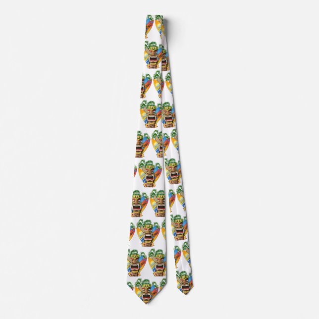 Hawaiian Tiki Surfing Tie (Front)