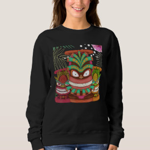 Hawaiian Totem Polynesian Tiki Mask Statue Luau Ti Sweatshirt