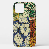 Hawaiian tribal elements and hibiscus fabric patch