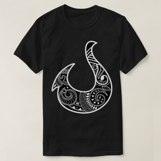 Hawaiian Tribal Fish Hook  T-Shirt (Design Front)