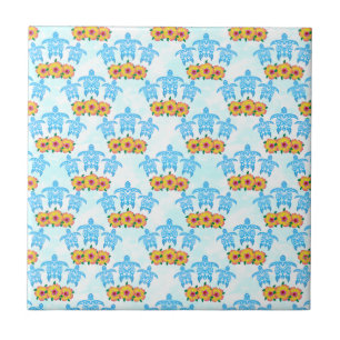 Hawaiian Tribal Sea Turtles Ceramic Tile