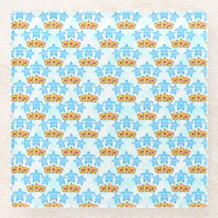 Hawaiian Tribal Sea Turtles Glass Coaster