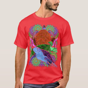 Hawaiian Tribal Turtles Mandala Polynesian Tattoo T-Shirt