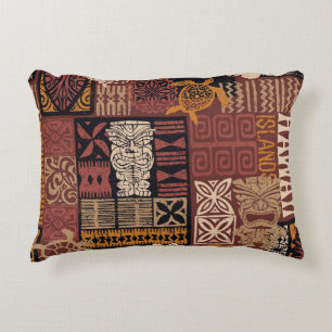 Hawaiian Tribal: Vintage Fabric Patchwork Decorative Cushion