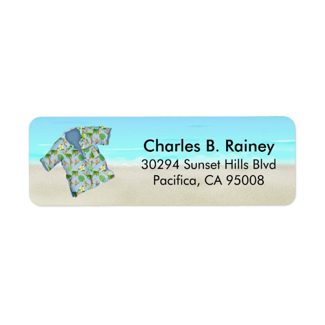 Hawaiian Tropical Beach Shirt Return Address Label (Front)