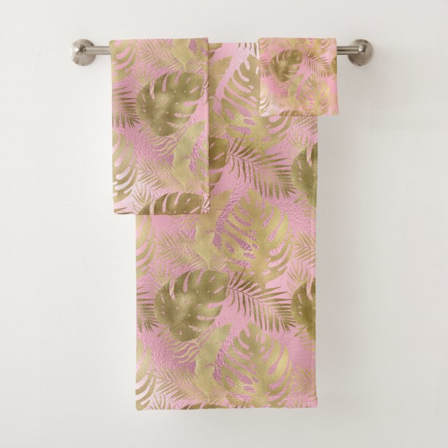HAWAIIAN TROPICAL BLUSH GOLD TOWEL SET (Insitu)