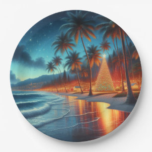 Hawaiian/Tropical Christmas Paper Plate