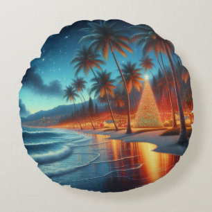 Hawaiian/Tropical Christmas Round Cushion