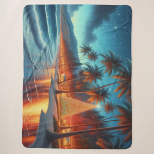 Hawaiian/Tropical Christmas Sherpa Blanket