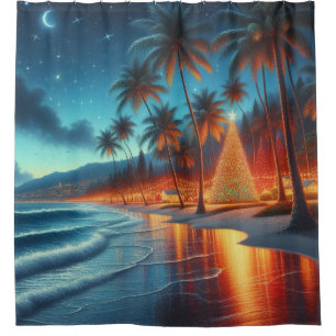 Hawaiian/Tropical Christmas  Shower Curtain