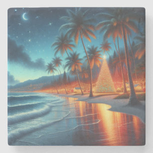 Hawaiian/Tropical Christmas  Stone Coaster