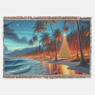 Hawaiian/Tropical Christmas Throw Blanket