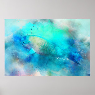 Hawaiian Tropical Fish Watercolor - Parrotfish Poster