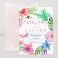 Hawaiian tropical floral luau birthday party