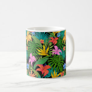 Hawaiian Tropical Floral Palm Leaves Coffee Mug