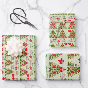 Hawaiian Tropical Flower Christmas Tree Gift Wrap
