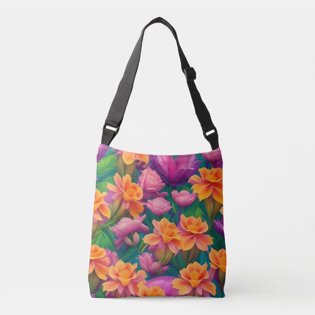 Hawaiian Tropical Flower Pattern  Crossbody Bag (Front)