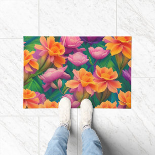 Hawaiian Tropical Flower Pattern  Doormat