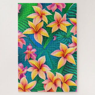 Hawaiian Tropical Flower Pattern Jigsaw Puzzle