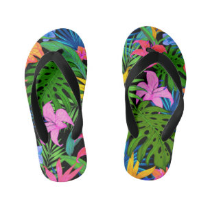 Hawaiian Tropical Flower Pattern Kid's Thongs
