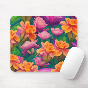 Hawaiian Tropical Flower Pattern Mouse Pad