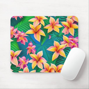 Hawaiian Tropical Flower Pattern  Mouse Pad
