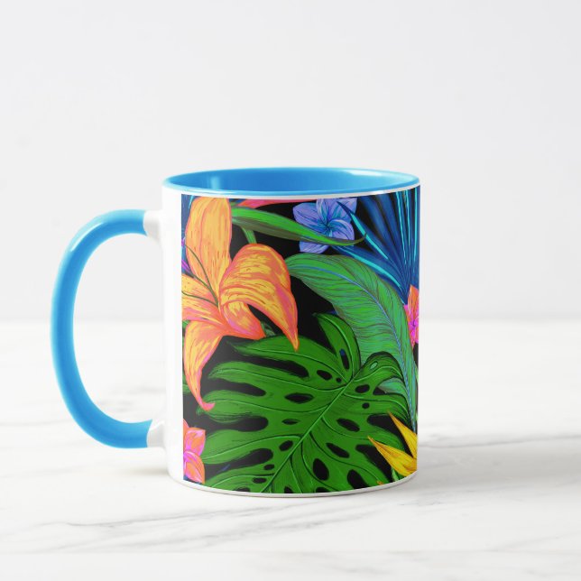 Hawaiian Tropical Flower Pattern Mug (Left)