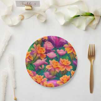Hawaiian Tropical Flower Pattern Paper Plate