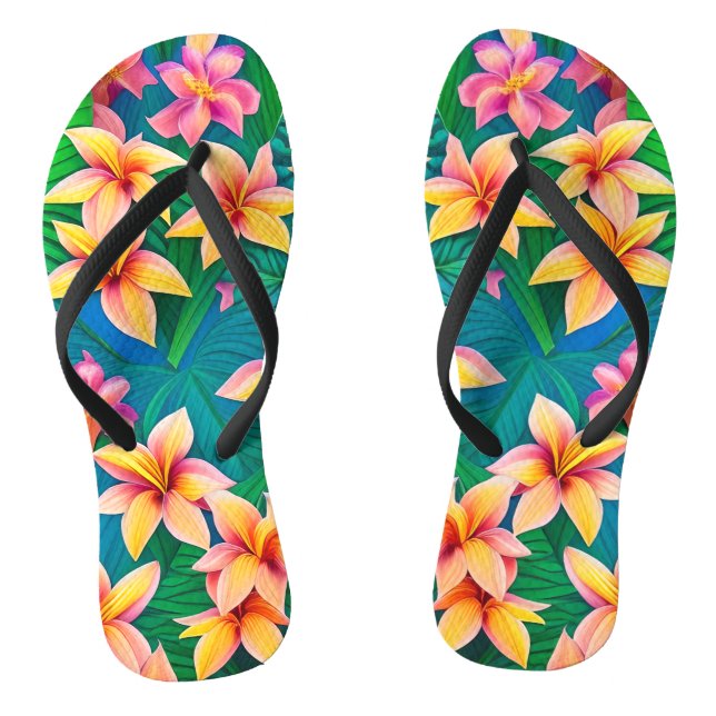 Hawaiian Tropical Flower Pattern  Thongs (Footbed)