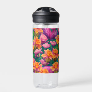 Hawaiian Tropical Flower Pattern  Water Bottle