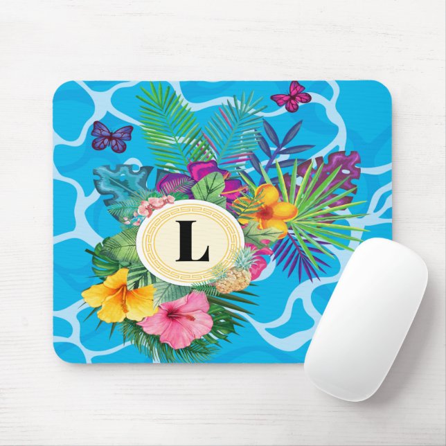 Hawaiian Tropical Flowers And Butterflies Mouse Pad (With Mouse)