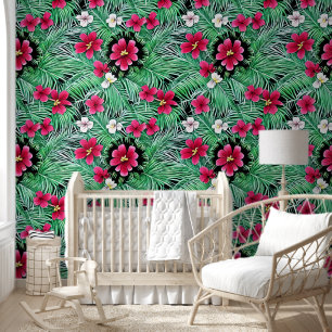 Hawaiian tropical flowers summer pattern jungle wallpaper