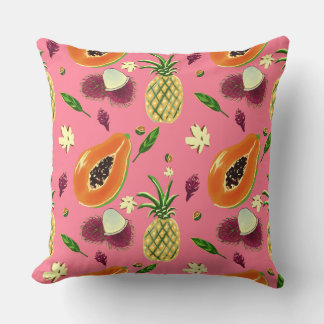 Hawaiian Tropical Fruit Pattern Throw Pillow